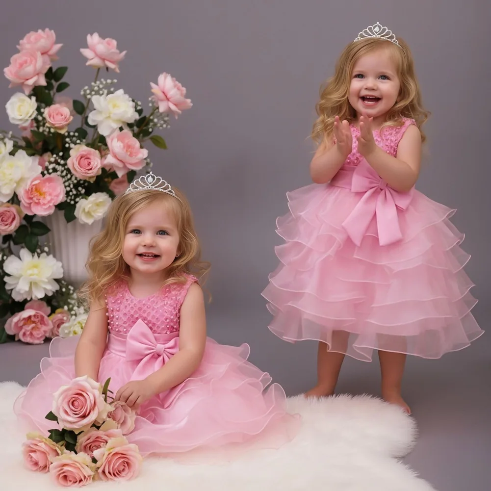 Western Style  Baby Girl Birthday Dresses for 2 Years Old Fluffy Cake Kid Prom Dresses Flower Girl Party Girl Party Dress