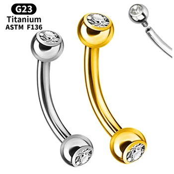 ASTM F136 Titanium Piercings Labret Stud Lip 16G Eyebrow C Rod for Body Piercing Jewelry Oreja Cartilage Zircon Earring