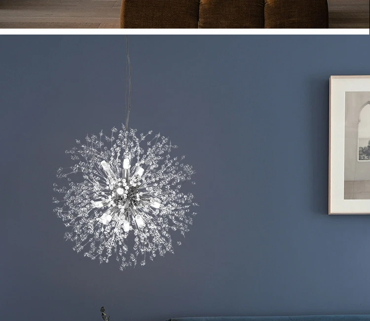 Hot Sales Crystal chandelier 9-light firework modern Sputnik Chandelier Pendant Light  Living Room Fixture