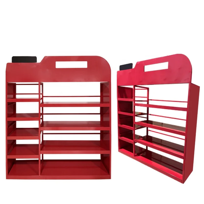Customized Durable Metal Engine Oil Display Rack Stand for Motor Oil Mobil Oil Display Rack