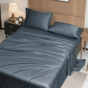 100% Organic Bamboo Viscose Bedding Set Modern Woven Style Fitted Pillowcase and Bed Sheet Natural Fabric