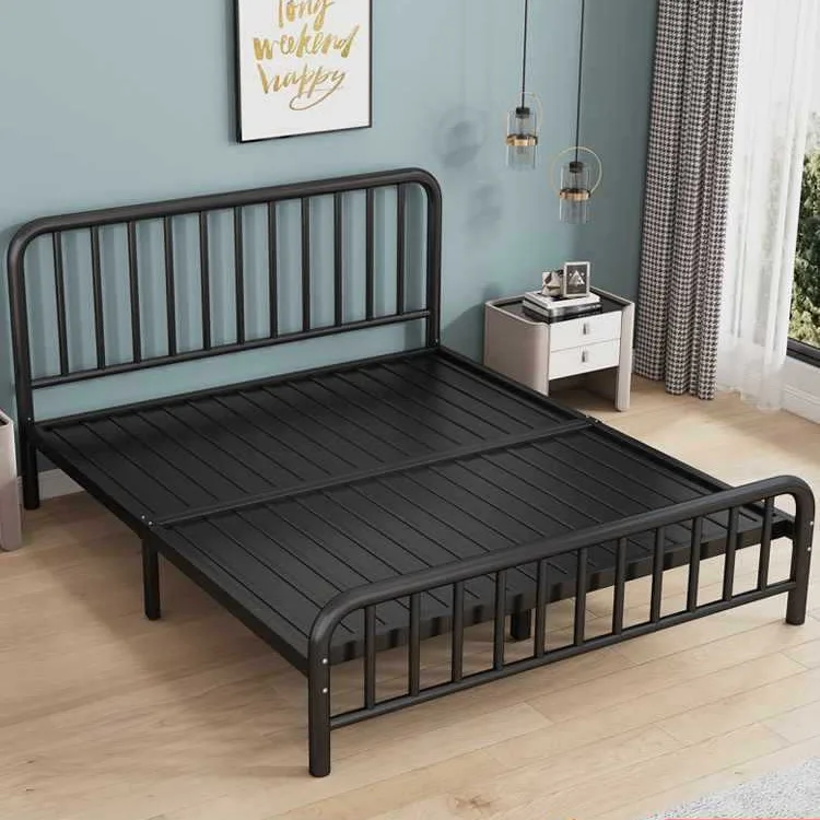 European Simple 1.5m Single Bed Wrought Iron Bed 1.8m Double Bed Modern Thickened Reinforced Iron Frame Bed