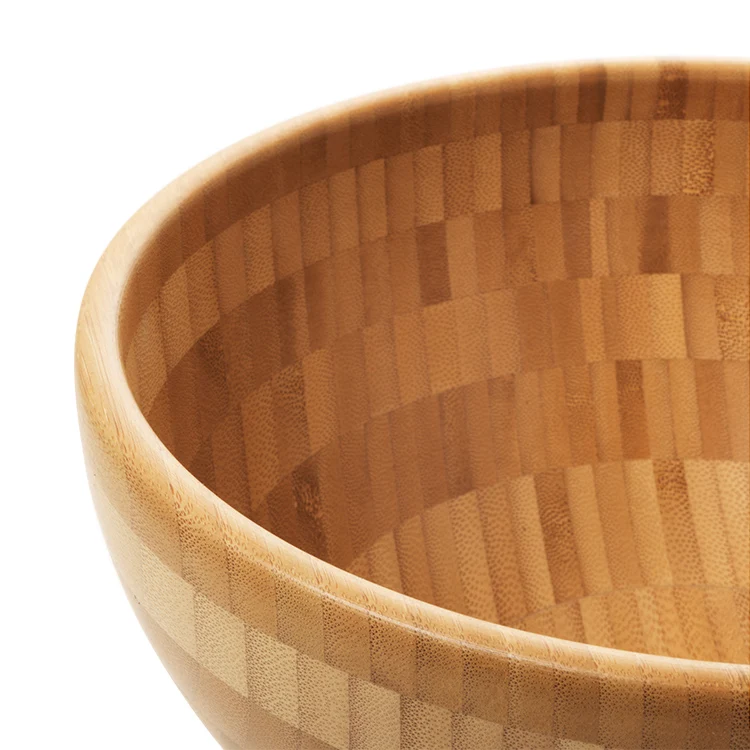 Wholesale Factory Eco Friendly Large Capacity Customized Logo Kitchenware Handmade Serving Bamboo Fruit Salad Bowl
