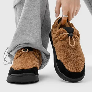 Flannel Upper Artificial Long Plush Lining Casual Lazy Trendy 2026 Winter Hugging Couple Style Snow Boots