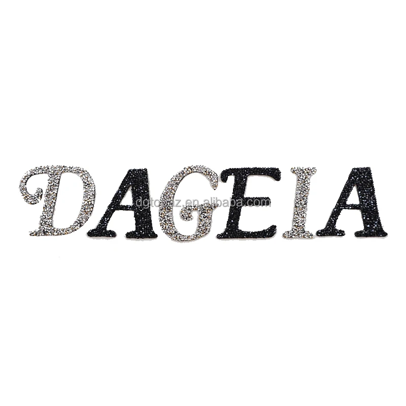 Free sample New arrival silicone logo heat transfer custom rhinestone greek letter patches for bags