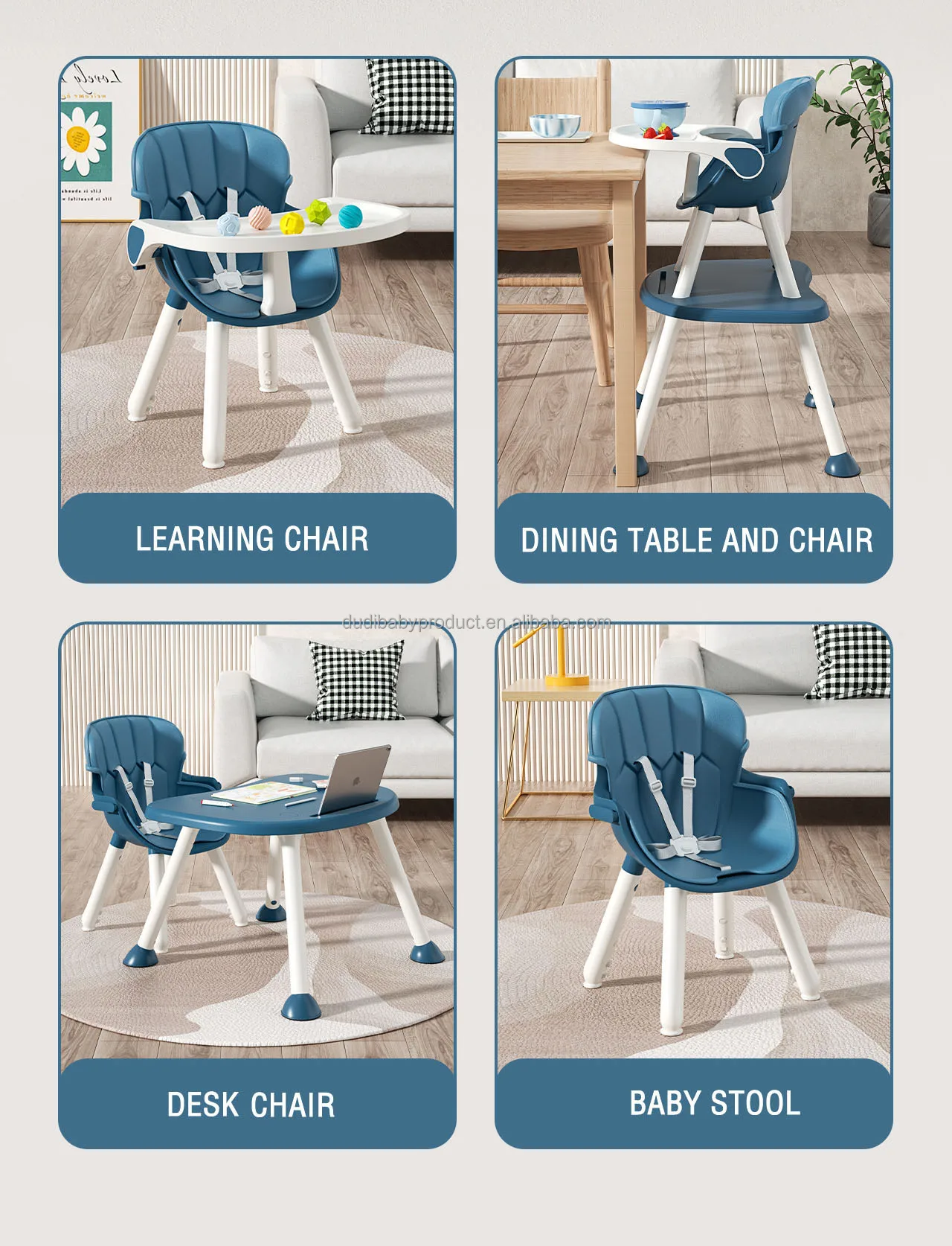 Best Quality Durable Baby 4 in 1 Dinning High Chair with Table
