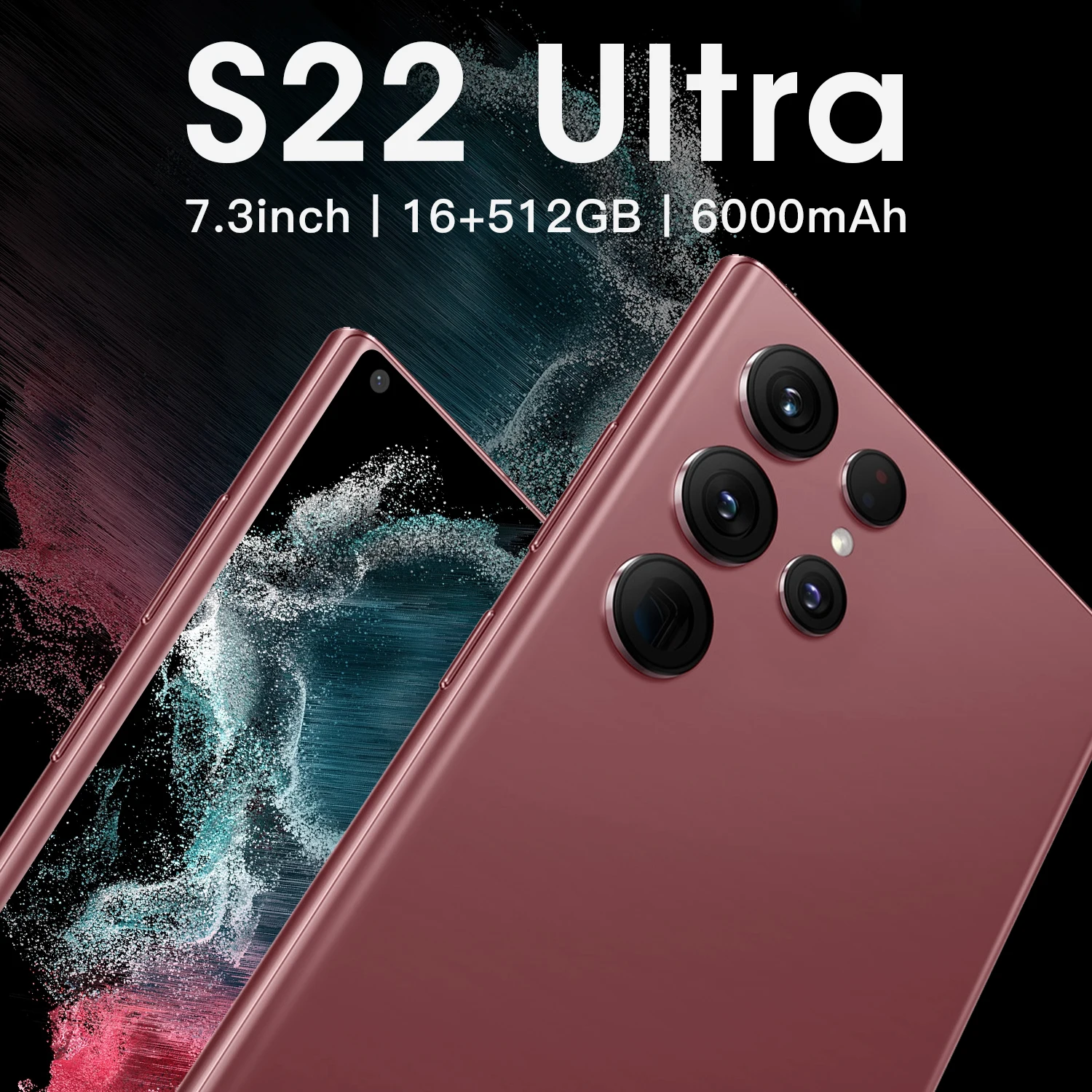 NEW 2022 New S22+ Ultra Smartphone 7.3 Inch 16GB+1TB 6800mAh 5G Network Unlock Cell Phone Mobile Phones Global Version