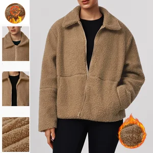 Wholesale Gym Wear Thickened Tracksuit Workout Top Long Sleeve Training Jackets Outdoor Running Zipper Yoga Sports Top For Women