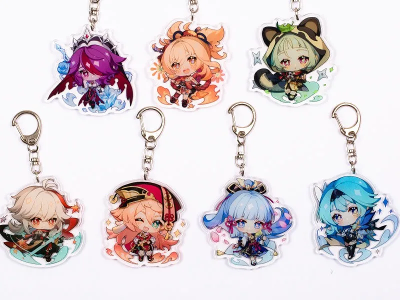 Anime Keychain Genshin Impact Venti Paimon Player Diluc Klee Man ...