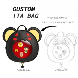 Wholesale Cute Women Girls Kawaii Animal Custom Crossbody Itabag Pu Leather Clear Pin Display School Cosplay Shoulder Ita Bag