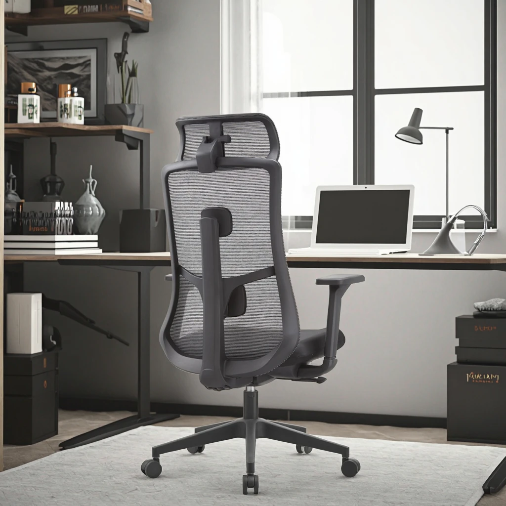 ZHONG BAI Premium Black Ergonomic Executive Chair Synchronous Tilting High Load Capacity PU Armrests Multi-dimensional Headrest 4