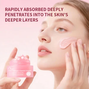Salmon Pink Korean Skin Care Collagen Capsule Cream Moisturizer Niacinamide Face Hydration for Uneven Skin Tone Glow Daily Use