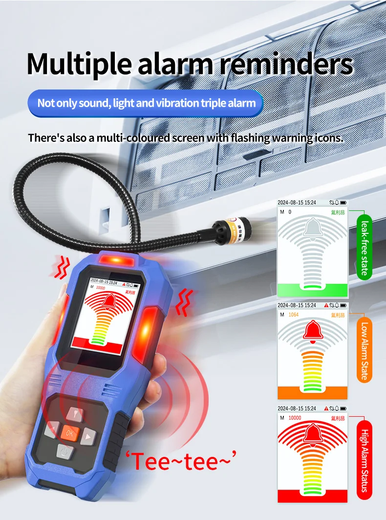 Freon Refrigerant Gas Leakage Detection Device FLA-BDT20 Infrared Refrigerant Leak Detector HVAC Detector  R454b Refrigerant