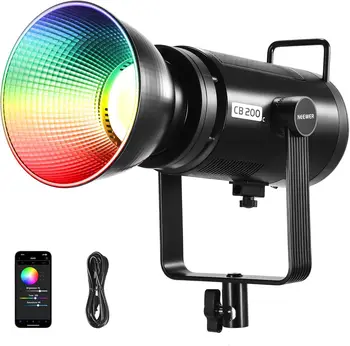 NEEWER CB200C 200W RGBWW COB LED Video Light Metal Shell Silent Continuous Output Lighting for Photography Video Recording