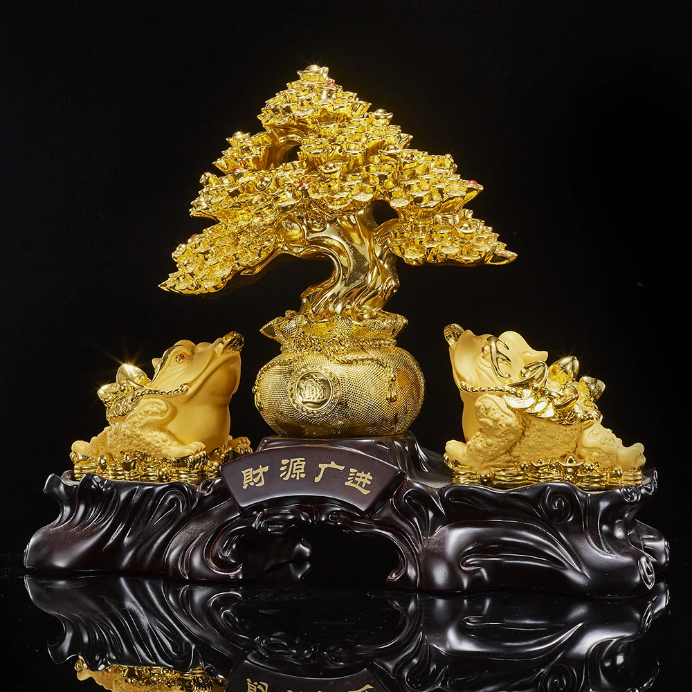 Custom Designed Wealthy Golden Toad Sand Gold Folk Art Style Resin Home Decoration 3D Craft for All Kinds of Ornaments