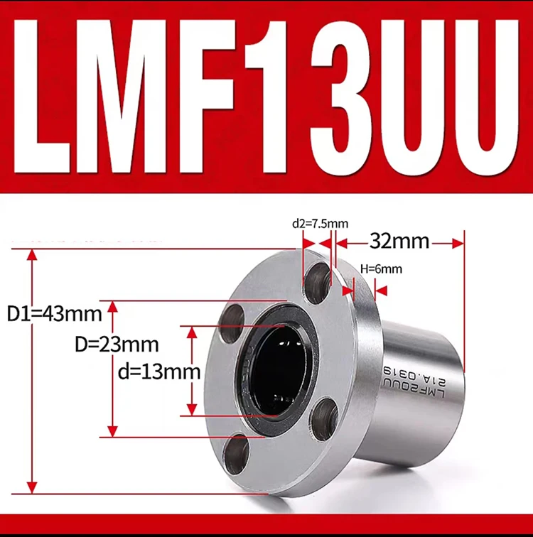 SUOFEILAIMU LMK13UU Flangia Quadrata Cuscinetto Lineare 13x23x32mm LMK 13UU LMK 13MM Series For Albero Di Guida Rod Della Guida Di CNC Parti LMK13 UU (4 Pezzi - 13