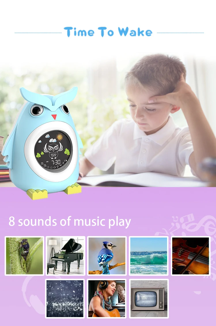 Alarm Clock Rabbit Owl Chargeable Rechargeable Kids Children's Baby