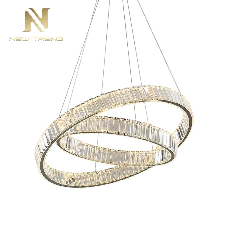 Contemporary Design Ceiling Pendant Lamp Support Custom Crystal Rings Led Chandelier