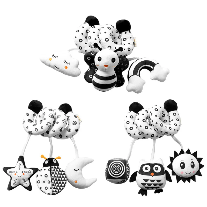 Black and white animal bed around the crib hanging toy visual stimulation Pendant N012