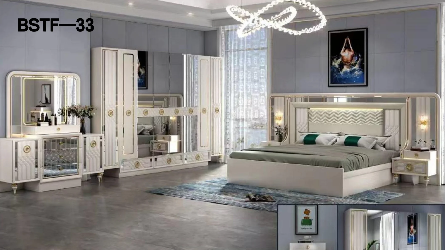 Modern Luxury Bedroom Furniture Sets King Size Hotel Beds Cheap