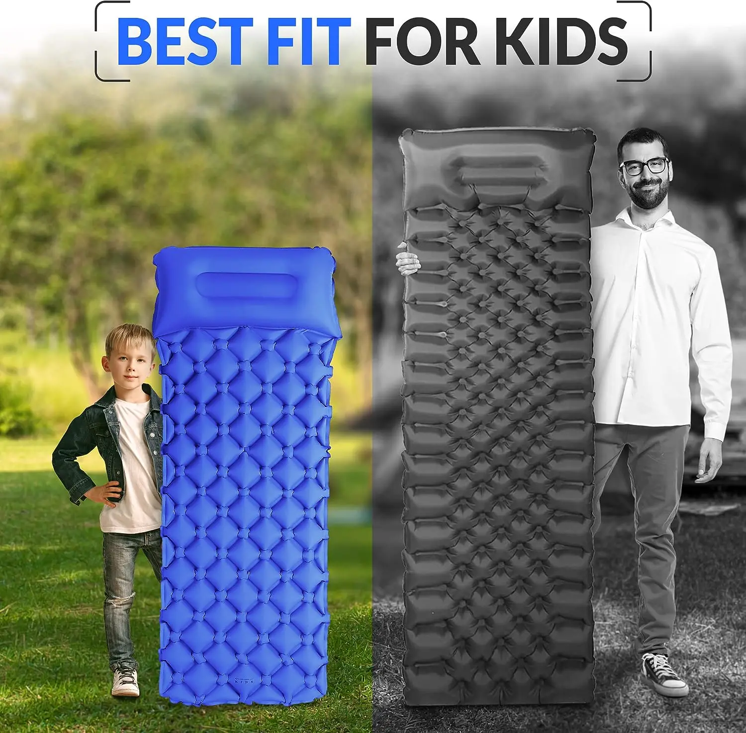 Outdoor Camping Kids Sleeping Pad Inflatable Camp Mattress Fast