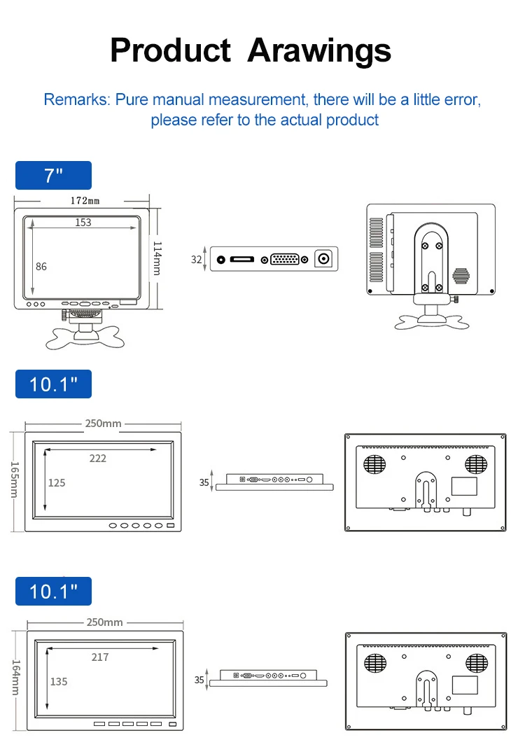 Bolinia 12.1 Inch Industrial Screen HD 1280*800 TFT LCD Display VGA AV BNC USB Remote Industrial OEM ODM Monitor