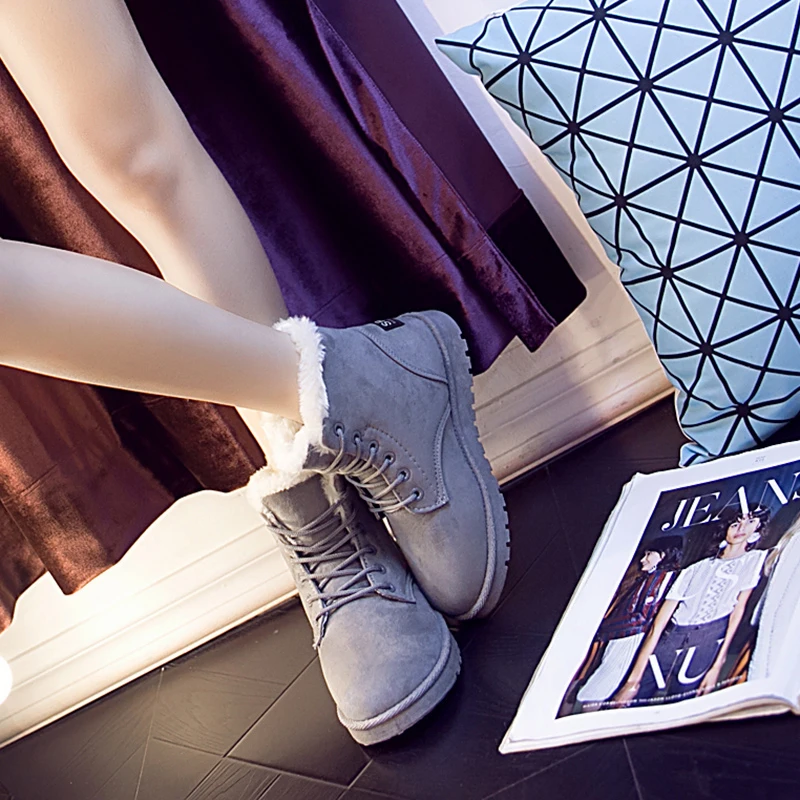 Moyo Прямая поставка модные зимние хлопковые туфли супер легкие из флока кожаные женские спортивные сапоги Martens женские пушистые зимние сапоги
