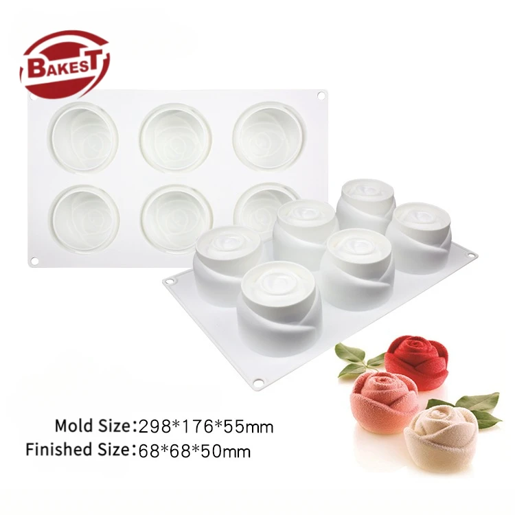Italian-Style Short Rose-Shaped Mousse Cake Silicone Mold Food Grade Safe Material Embossed Logo Cake Tool for Home Use