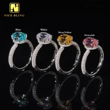 Wholesale Fine Jewelry Iced Out White Gold 925 Sterling Silver Ring Simple Multiple Colors Zircon Engagement Ring For Women