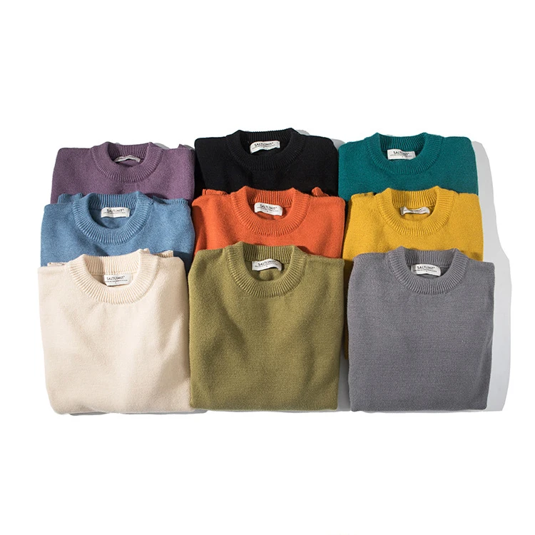 Custom Autumn Winter Warm Wool Knits Weaters for Men Knitted Sweaters Manufacturers Holiday Round Neck 100% Cotton Sweaters