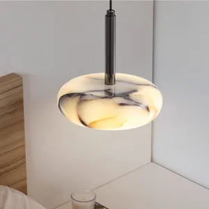 JACKSUN High-End Small Marble Pendant Lamp Modern Style LED Chandelier for Bedroom Bedside Living Room Home Hanging Lights