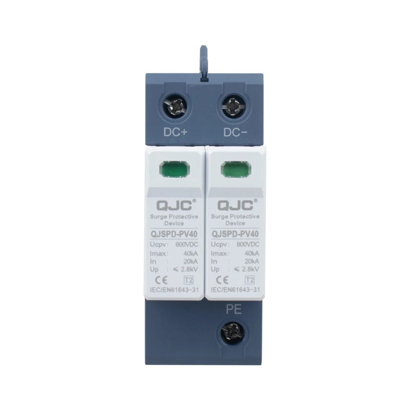 QJC 2P 20ka 40ka Dc spd Type 2 1000v Suppressor spd protection Device Power Surge Protector Whole House Surge Protector