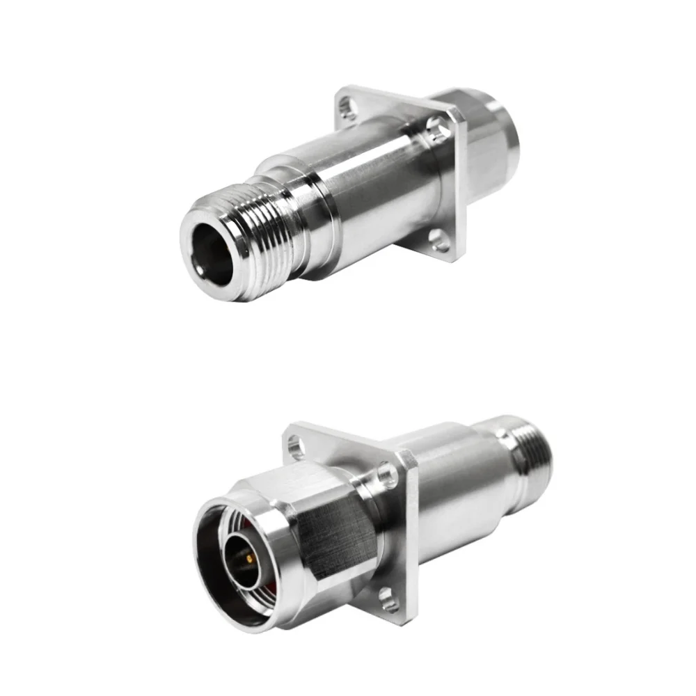 0-6G N Male Plug to N Female Jack 4 Hole Panel Mount Built in Lightning Protector N Type Flange Mount Surge Arrestor