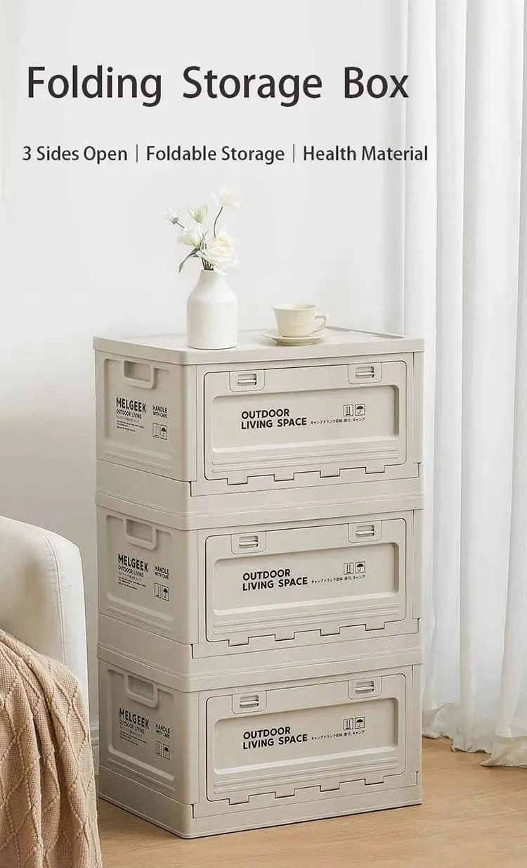 Large Plastic Storage Box with Side Opening Door Injection Technics Rectangle Shape for Car Trunk Camping Toy Storage details