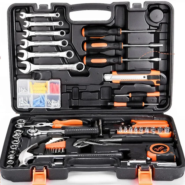 Complete Household Renovation Hardware Tool Kit Electrician Carpenter Special Toolbox Set Manual Hand-Powered Case