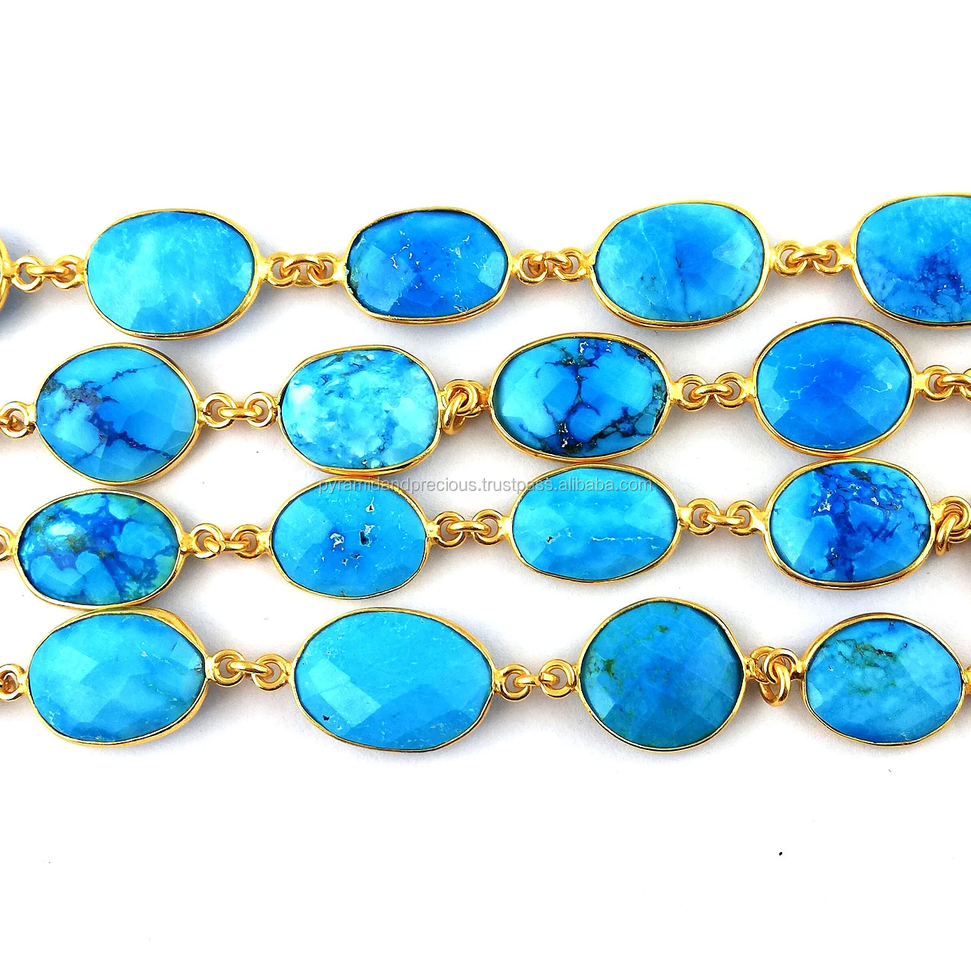Lapis Lazuli Gemstone Bezel Chain Freeform Gemstone Bezel Chain Faceted Gemstone Connector Chain Gold Plated Bezel Connector Chain