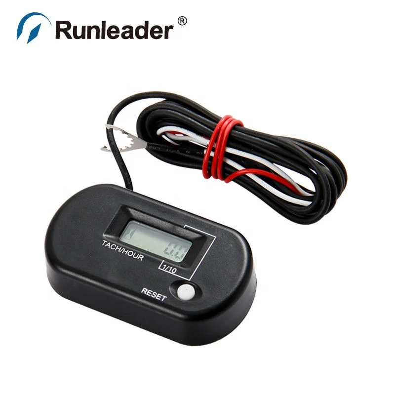 Runleader Digital Inductive Tachometer Hour Meter for Motocross Snowmobile ATV Dirt Bike Snowblower Tractor Marine Lawn Mower