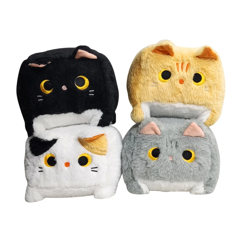 Peluche douce et mignonne en coton PP, jouet en peluche Kawaii, chat carré, dessin animé, vente en gros Peluche douce et mignonne en coton PP, jouet en peluche Kawaii, chat carré, dessin animé, vente en gros