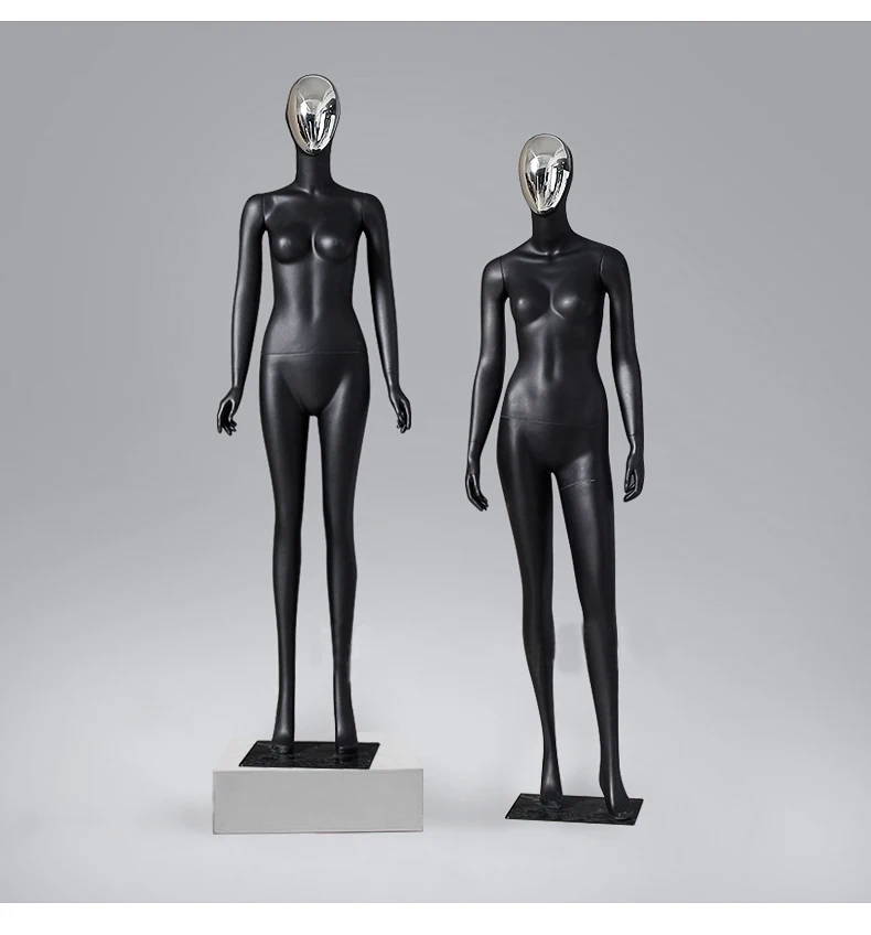 高級服女性マネキンシッティングスタンド全身マットブラックグラス