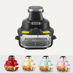 Crispy Intelligent Temperature Controlled Fully Automatic Electric Air Fryer Modern Square Design Double Glass Container Hotel