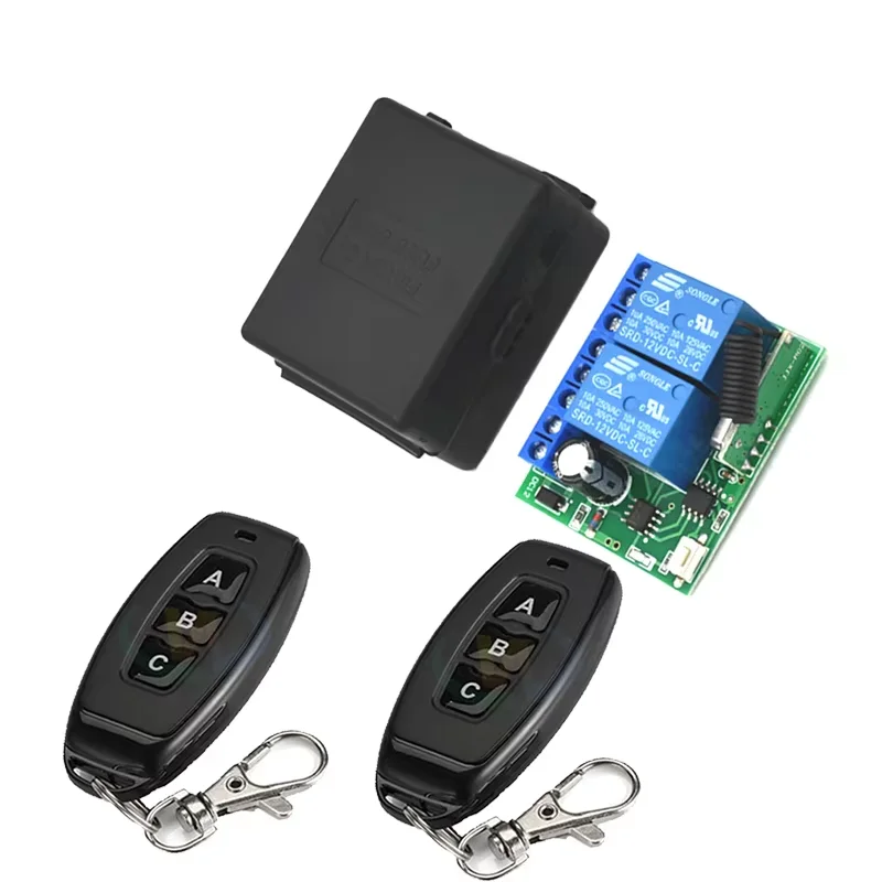 thumbnail image 2 of DC 12V 10A 2-Channel Wireless Remote Control Switch - 433MHz Relay Receiver & Transmitter 2 of 5