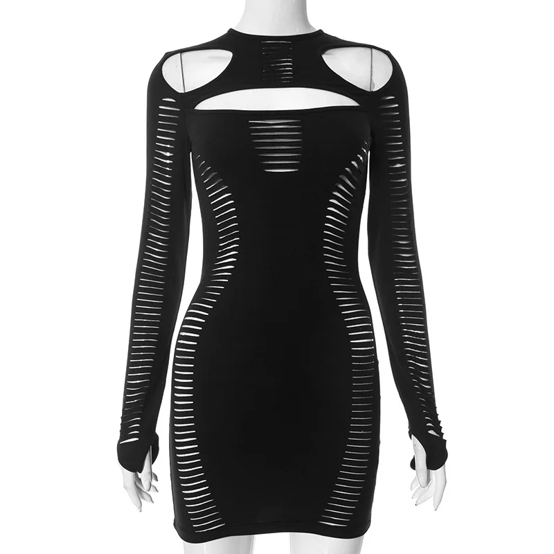New New Trendy Sexy Casual Unique Spring Summer Dress Lady Hollow Out  Ripped Hole Cut Mini Dresses Women Casual Dress