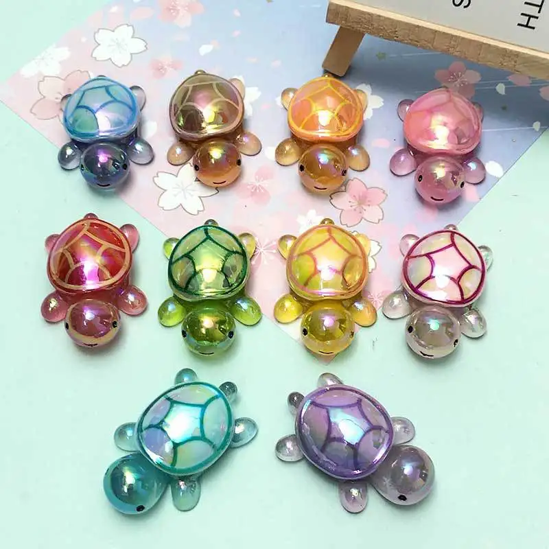 Electroplated Resin Molds Turtle Keychains Bracelet Phone Case Resin Pendant Ornament Tabletop Resin Charms for Decoration
