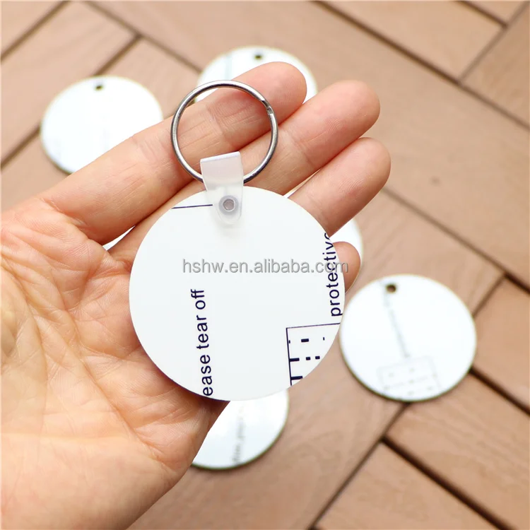 Round Shape Sublimation Blanks Keychain DIY Printing Gift MDF Pendant Blank Key Chain with Key Ring