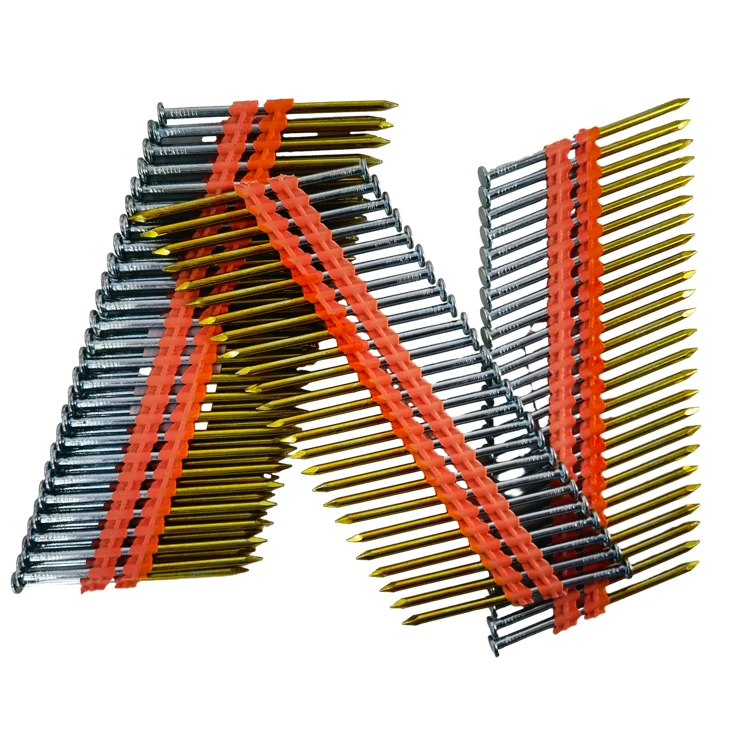 XJP Premium Strength 21-Gram Framing Nails Iron Collated Smooth Spiral Ring Shank Carpenter Approved Plastic Strip Collated