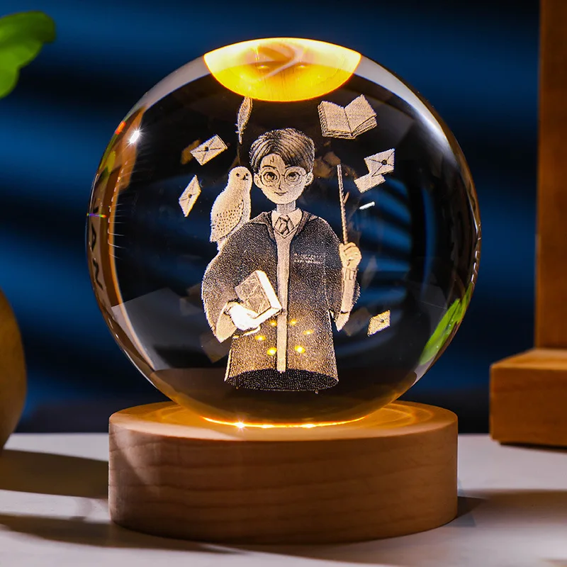 For Astronaut LED Solar Fairy Night Lights 3D Art Luminous Crystal Ball Lamp for Bedroom Decoration