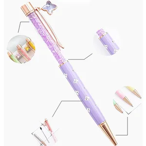 Four-leaf Clover Crystal Diamond Metal Ballpoint Pen Spot Wholesale Spinning With Custom Logo Printed Creative for Gift