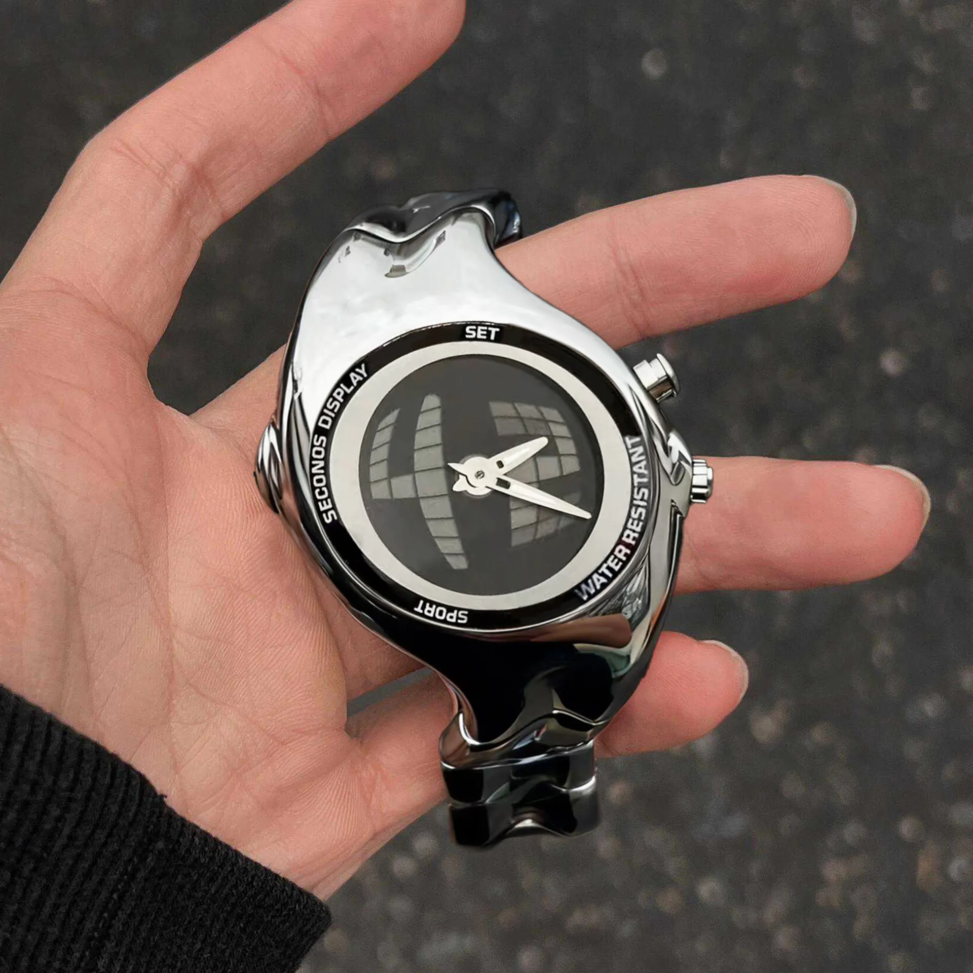 Custom Digital Display Vintage Y2K Watch Square Future Tech Style