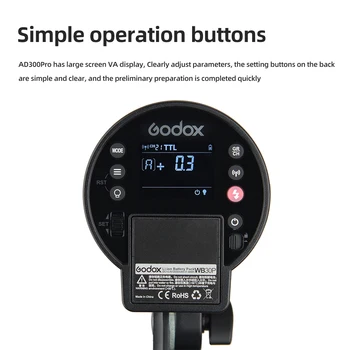 Godox AD300Pro Outdoor Flash Light 300Ws with Battery for Canon Nikon Sony Fuji Olympus Pentax detail image