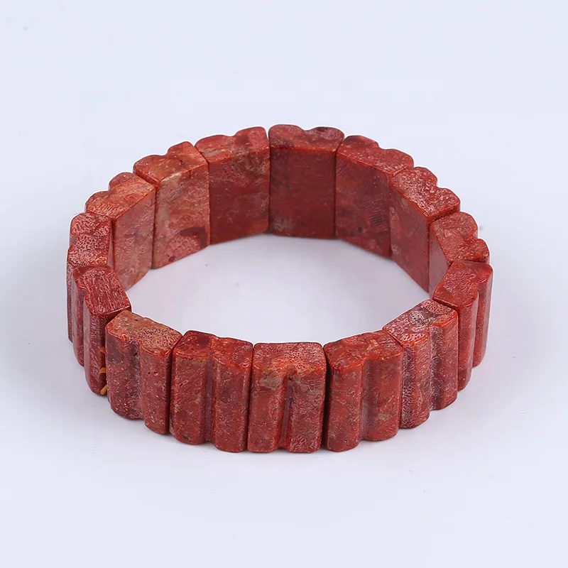 Hot Sale Fashion Geometric Shape Ethnic Style  Red Grass Coral Stretch Bracelets Ethnic Style Jewelry